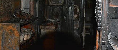 A fire damage kitchen 