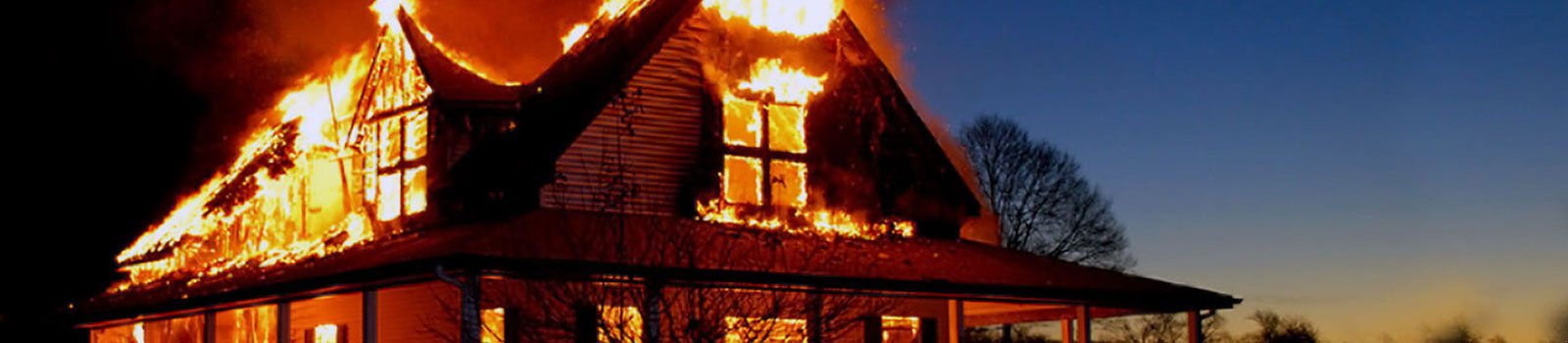A house on fire.
